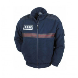 BLOUSON POLAIRE MARINE BANDES BORDEAUX ASVP