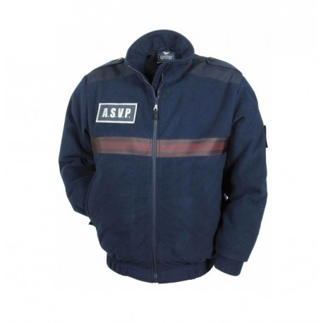 BLOUSON POLAIRE MARINE BANDES BORDEAUX ASVP