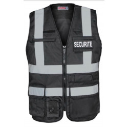 GILET HAUTE VISIBILITE NOIR MULTI POCHE