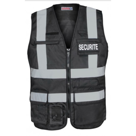 GILET HAUTE VISIBILITE NOIR MULTI POCHE