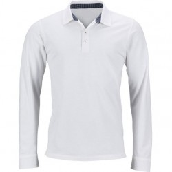POLO blanc manches longues broderie au choix