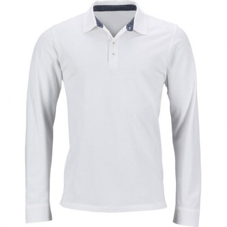 POLO blanc manches longues broderie au choix