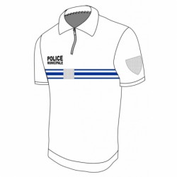 Polo blanc PM double face 50 % coton / 50 % polyester MC ZIP