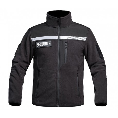 BLOUSON POLAIRE SECURITE NOIR BANDE GRISE