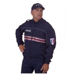 BLOUSON SOFTSHELL MARINE BANDES BORDEAUX ASVP