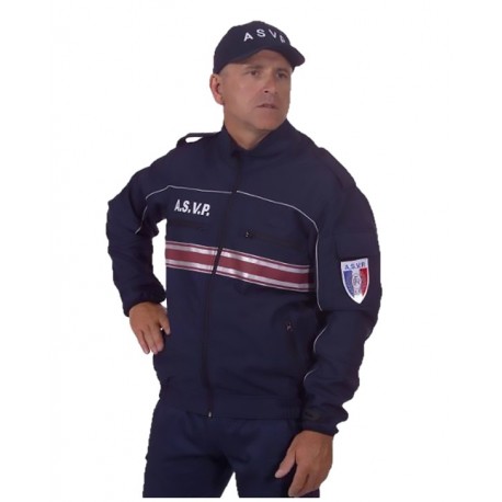 BLOUSON SOFTSHELL MARINE BANDES BORDEAUX ASVP