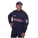 BLOUSON SOFTSHELL MARINE BANDES BORDEAUX ASVP