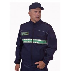 BLOUSON SOFTSHELL MARINE BANDES VERTES GC/ PR
