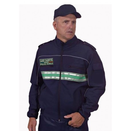 BLOUSON SOFTSHELL MARINE BANDES VERTES GC/ PR