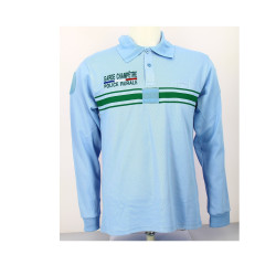 Polo allégé bleu ciel M.longues flockage POLICE RURALE + GRADE POITRINE